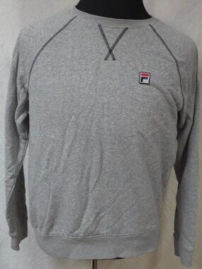 FILA Youth Boys Large Grey Thick Stitch Logo Cotton Blend Pullover Sweatshirt